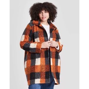 Ava & Viv Womens Plus Size 2X Overcoat Cardigan Plaid